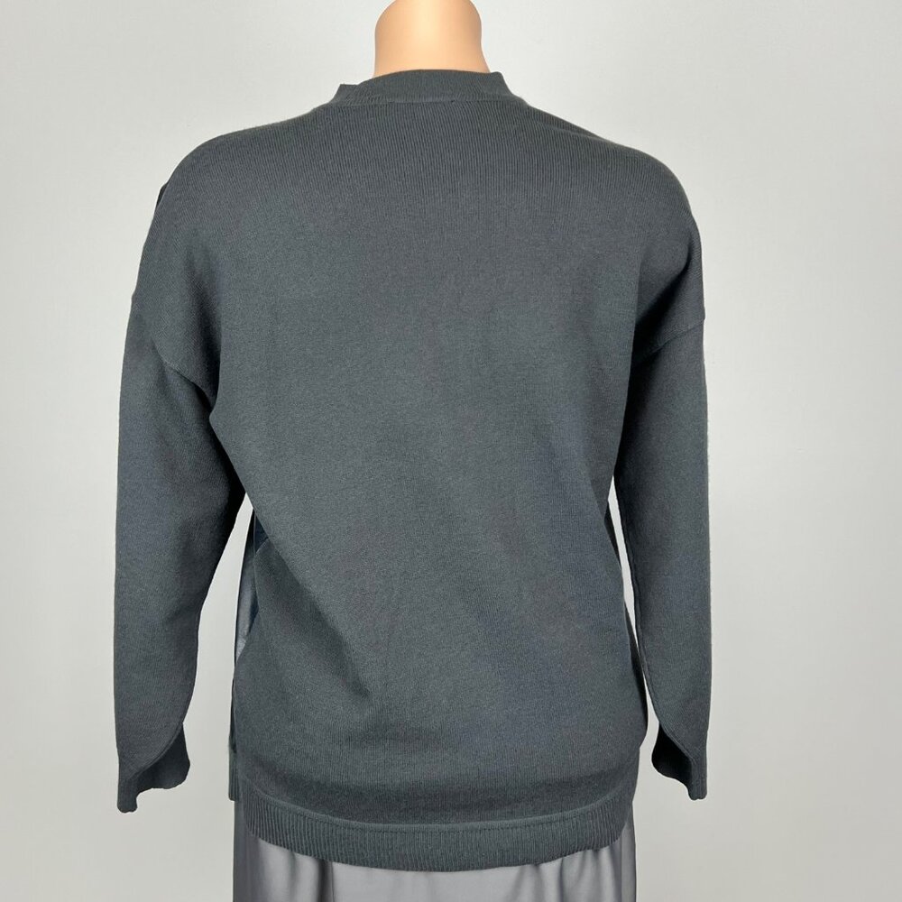 Ann Taylor Womens Plus Navy Faux Leather Knit Cardigan V Neck Sweater size XXL - Picture 7 of 12